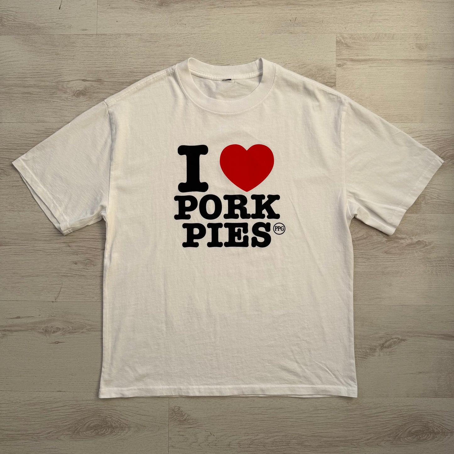 I <3 pork pies t shirt (white front print)