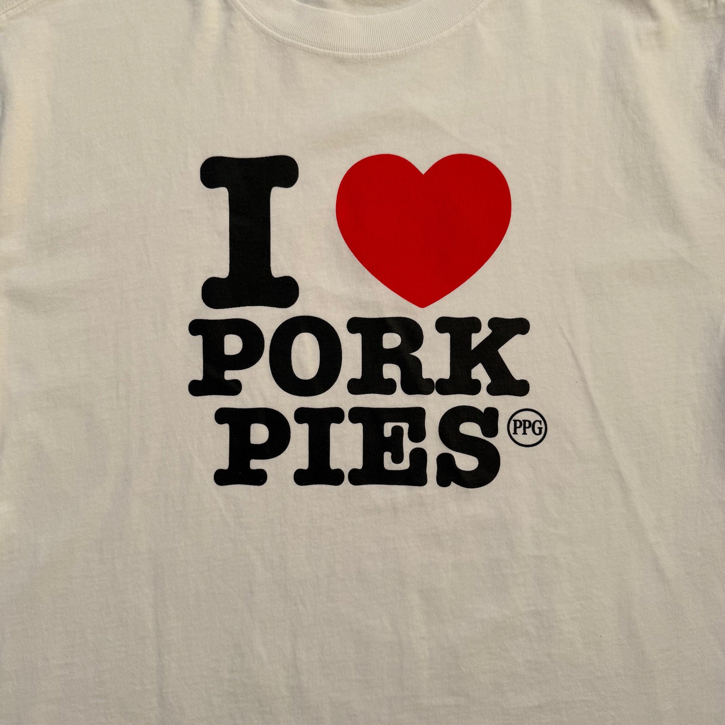 I <3 pork pies t shirt (white front print)