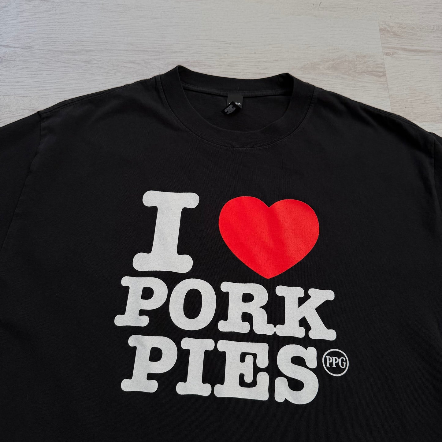 I <3 pork pies t shirt (black front  print)